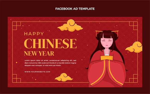 Modello promozionale di social media di capodanno cinese disegnato a mano Vettore gratuito