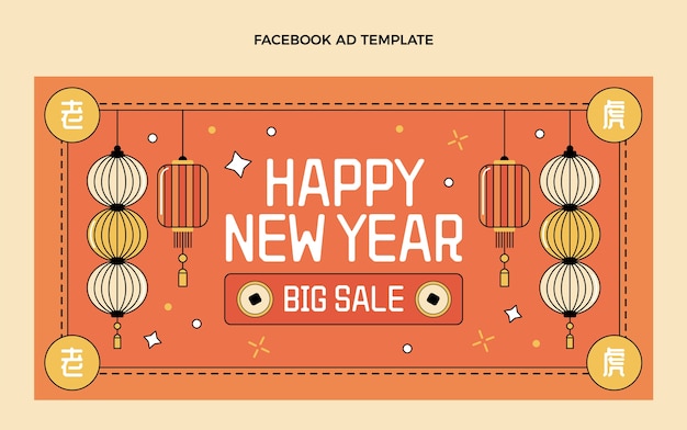 Free vector hand drawn chinese new year social media promo template