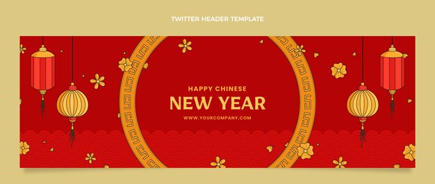 Intestazione twitter del capodanno cinese disegnata a mano