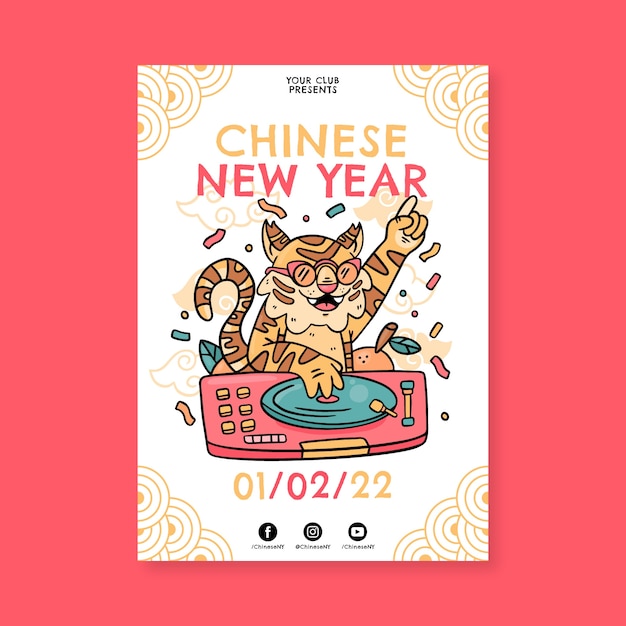 Free vector hand drawn chinese new year vertical poster template