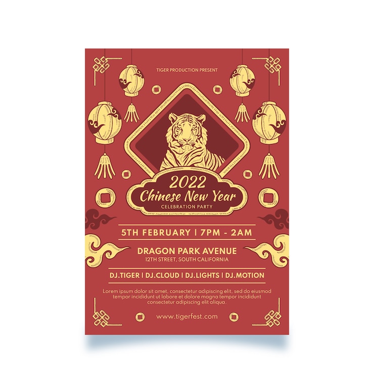Free Vector hand drawn chinese new year vertical poster template