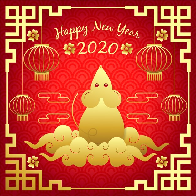 Free vector hand drawn chinese new year with gradient