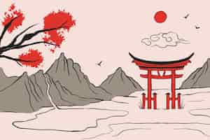 Free vector hand drawn chinese style illustration