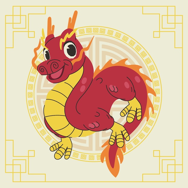 Vettore gratuito modello animale dello zodiaco cinese disegnato a mano