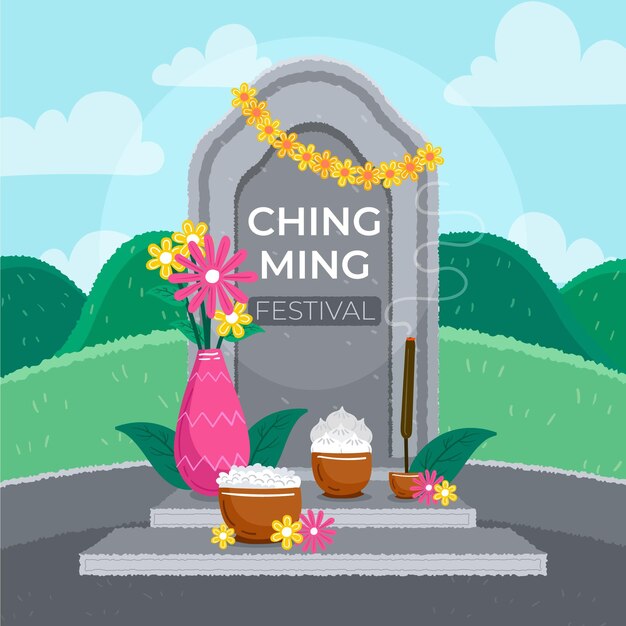 손으로 그린 칭밍 축제 그림