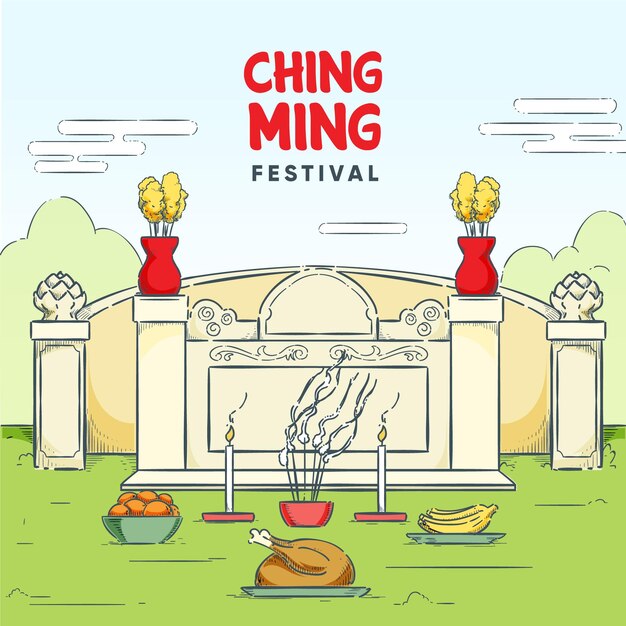 Hand drawn ching ming festival illustration