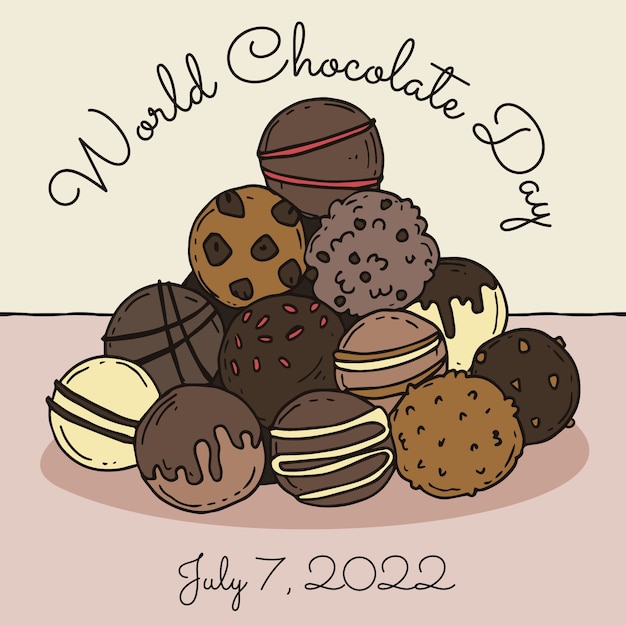 Hand drawn chocolate balls illustration