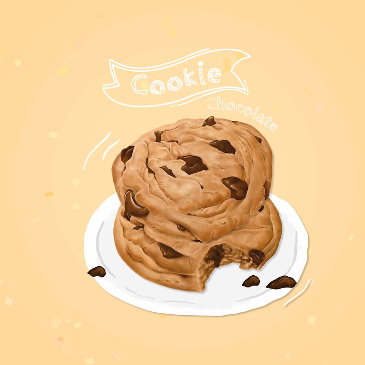 Free Vector hand drawn chocolate chip cookies vector