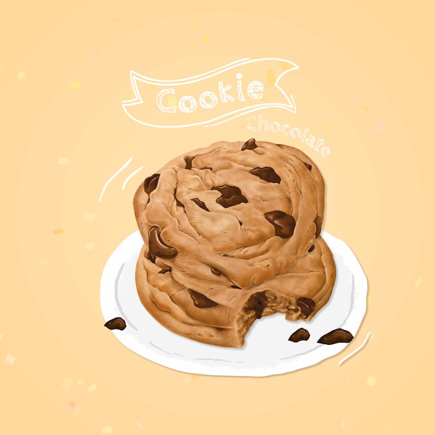 Hand drawn chocolate chip cookies vector