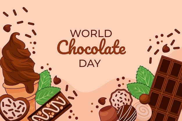 Vettore gratuito fondo del giorno del cioccolato disegnato a mano