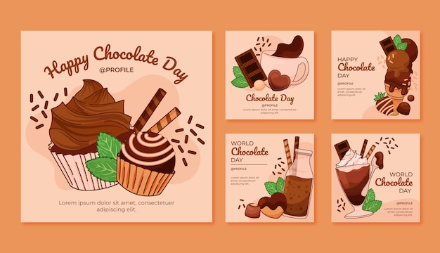 Hand drawn chocolate day instagram post