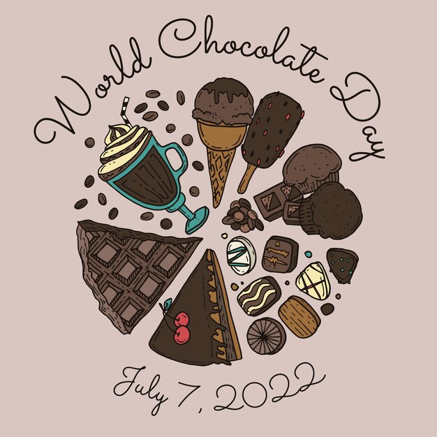 手描きチョコレートアイスクリームイラスト