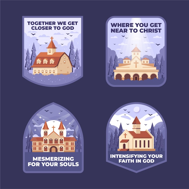 Hand drawn christian church labels