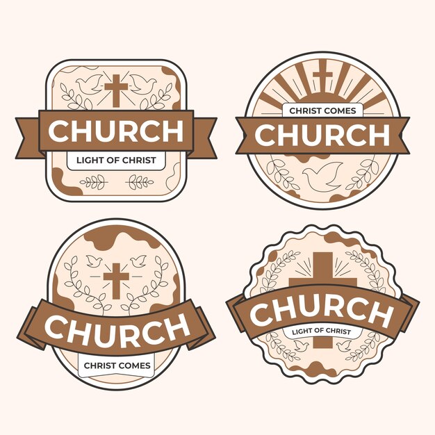 Hand drawn christian church labels
