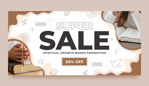 Hand drawn christian church sale banner