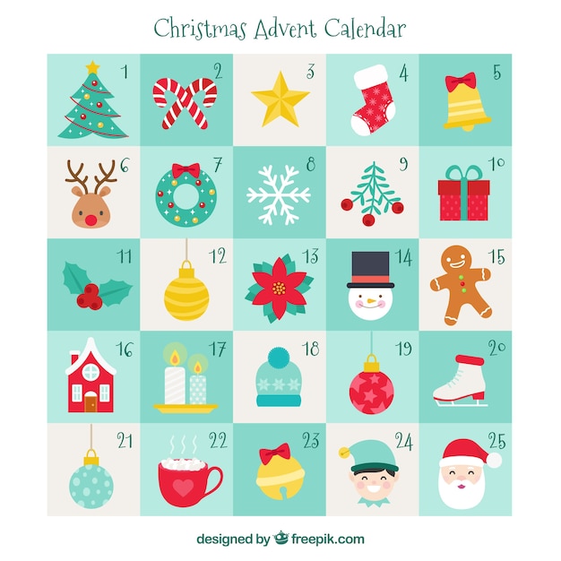 Hand drawn christmas advent calendar