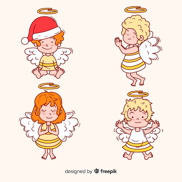 Free vector hand drawn christmas angel collection