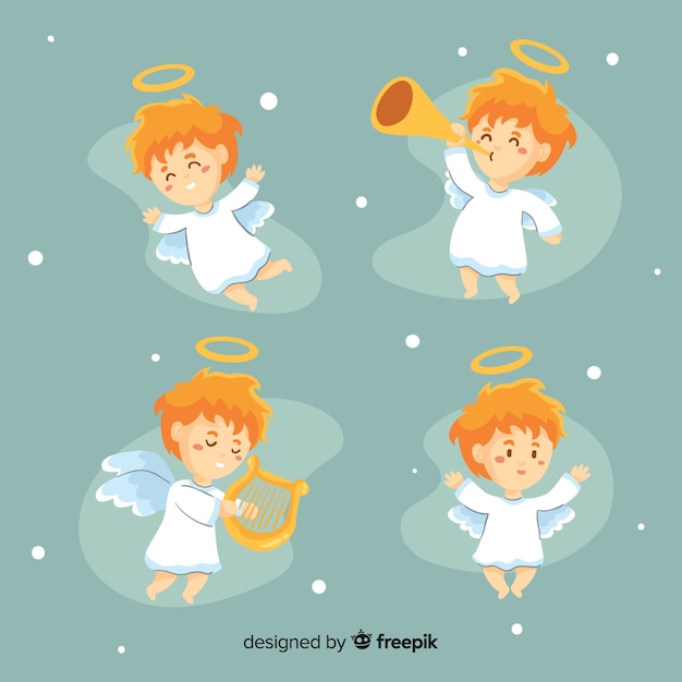 Free vector hand drawn christmas angel collection