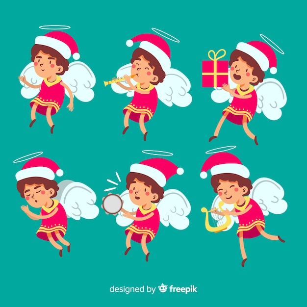 Free vector hand drawn christmas angel collection