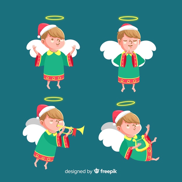 Free vector hand drawn christmas angel collection