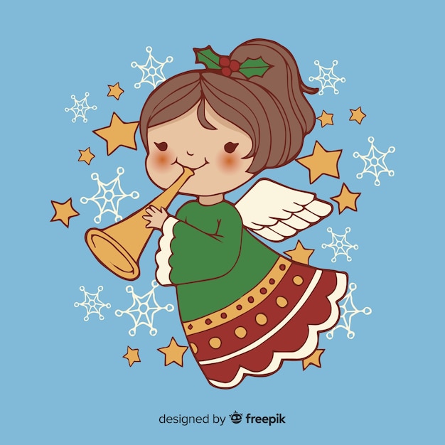 Hand drawn christmas angel