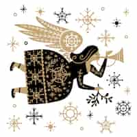 Free vector hand drawn christmas angel