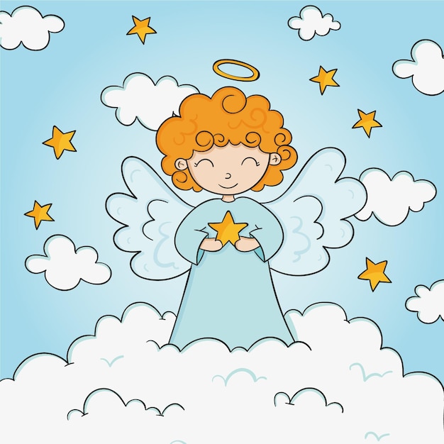 Free vector hand drawn christmas angel