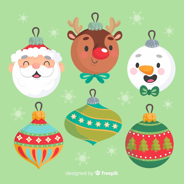 Hand drawn christmas avatar characters balls