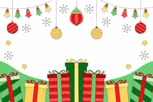 Free vector hand drawn christmas background with gifts