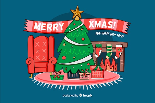 Free vector hand drawn christmas background