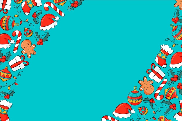 無料ベクター 手描きのクリスマスの背景