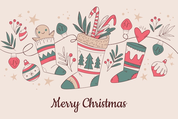 Hand drawn christmas background