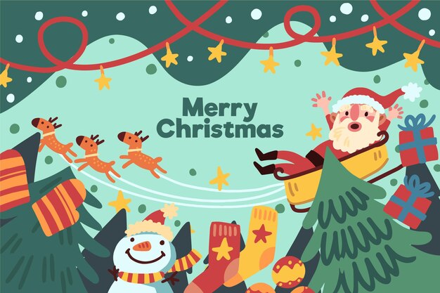 Free Vector hand drawn christmas background