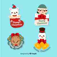 Free vector hand drawn christmas badge collection