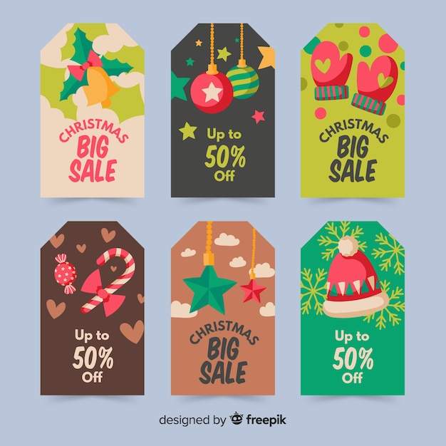 Free vector hand drawn christmas badge collection