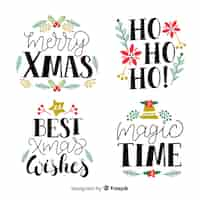 Free vector hand drawn christmas badge collection