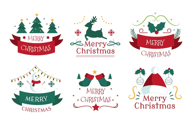 Free vector hand drawn christmas badge collection