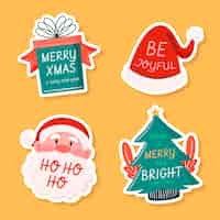 Free vector hand drawn christmas badge collection