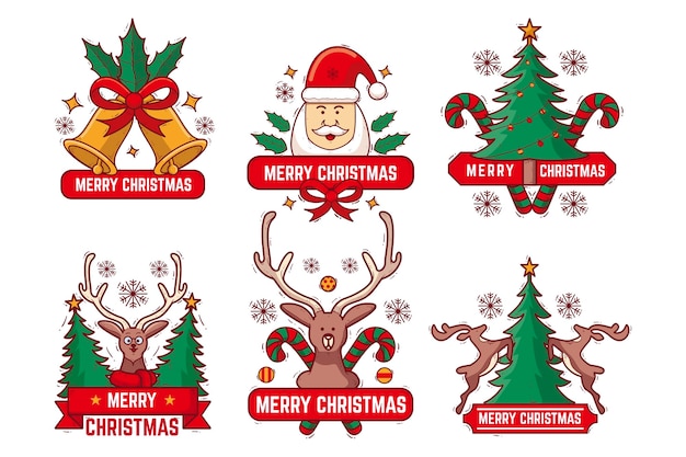 Free vector hand drawn christmas badge collection