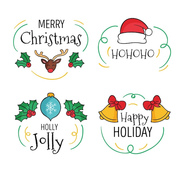 Hand drawn christmas badge collection