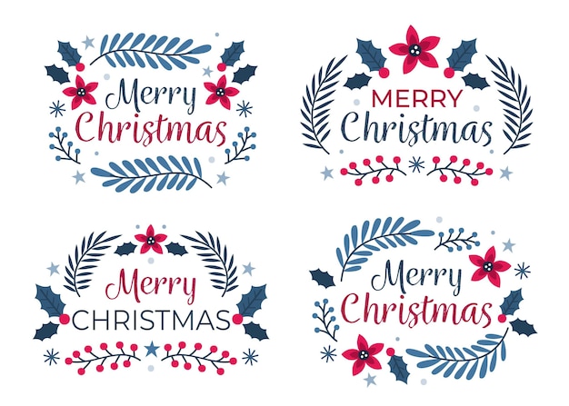 Free vector hand drawn christmas badge collection