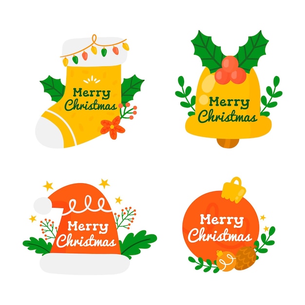 Hand drawn christmas badge collection