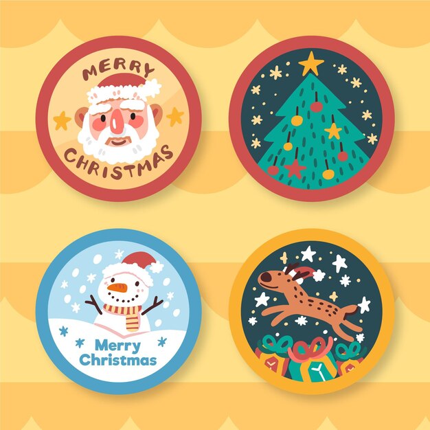 Hand drawn christmas badge collection