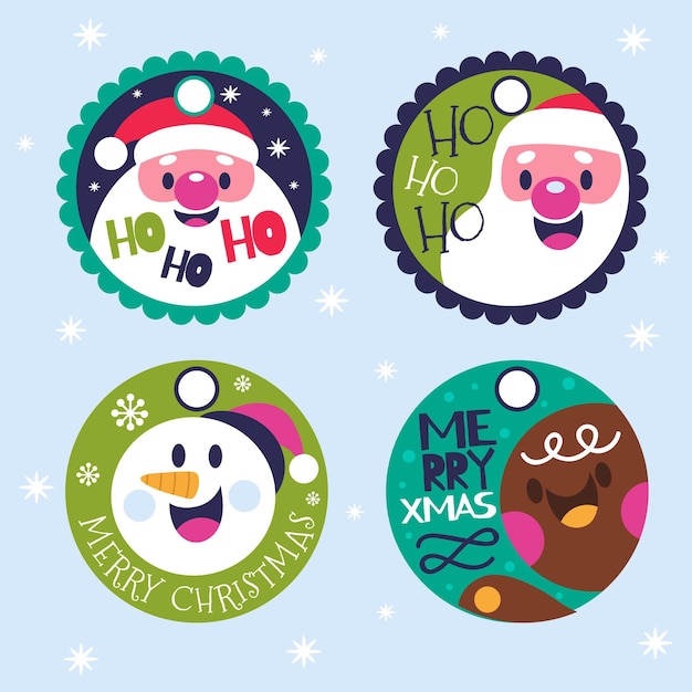 Free vector hand drawn christmas badge collection