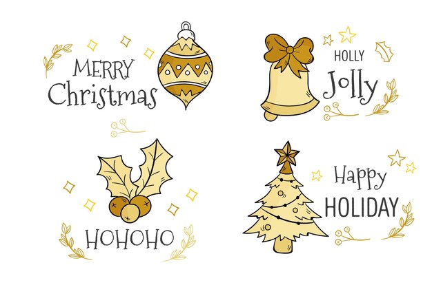 Hand drawn christmas badge collection