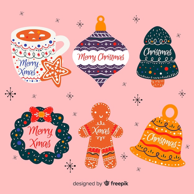 Hand drawn christmas badge collection