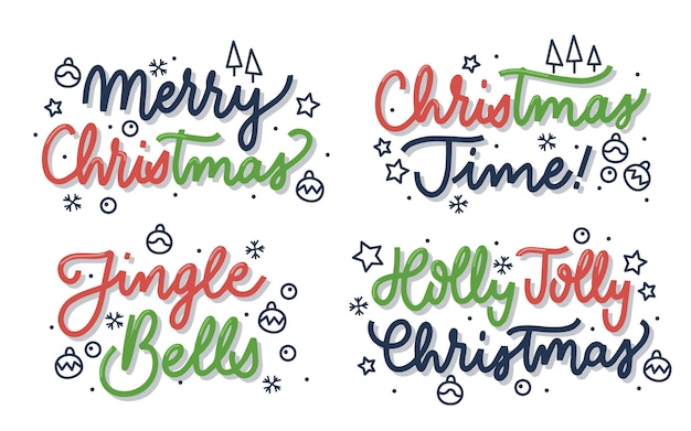 Free vector hand drawn christmas badge collection