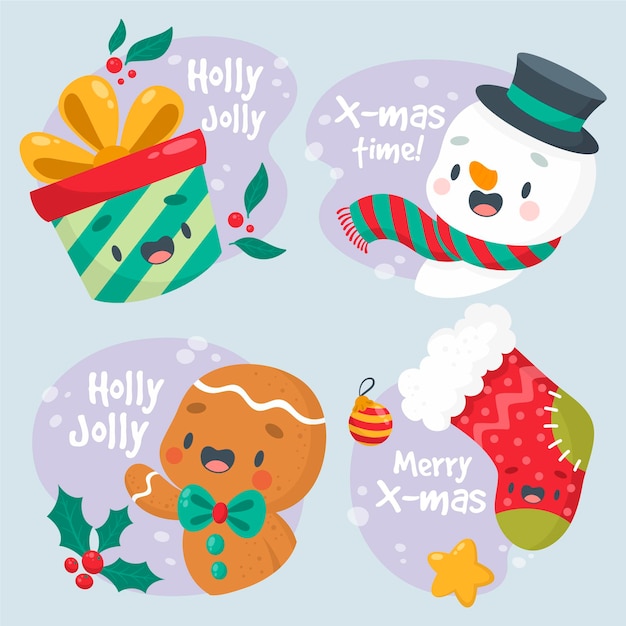 Hand drawn christmas badge collection