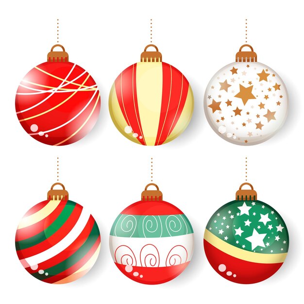 Hand drawn christmas ball ornaments collection