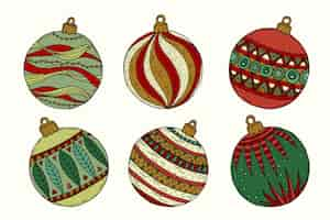 Free vector hand drawn christmas ball ornaments collection